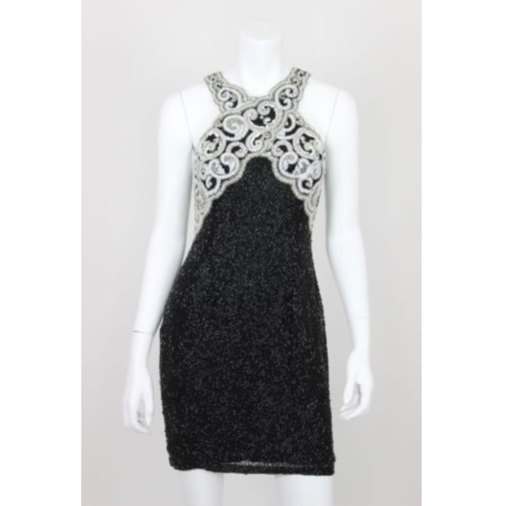 Vintage Lillie Rubin Sequin Dress 6 Black White